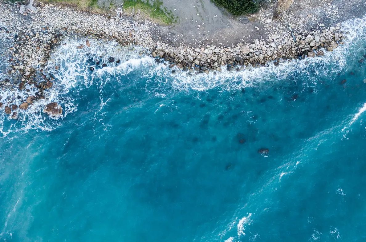 coastline with waves