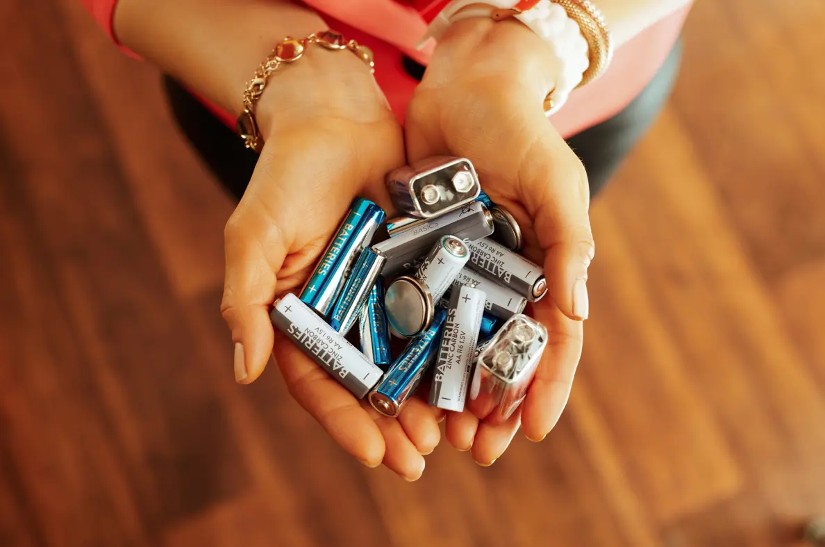 Women holding batteries in both hands