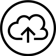 Cloud with an arrow, representing carbon capture