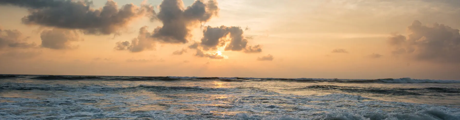 The ocean with sunset