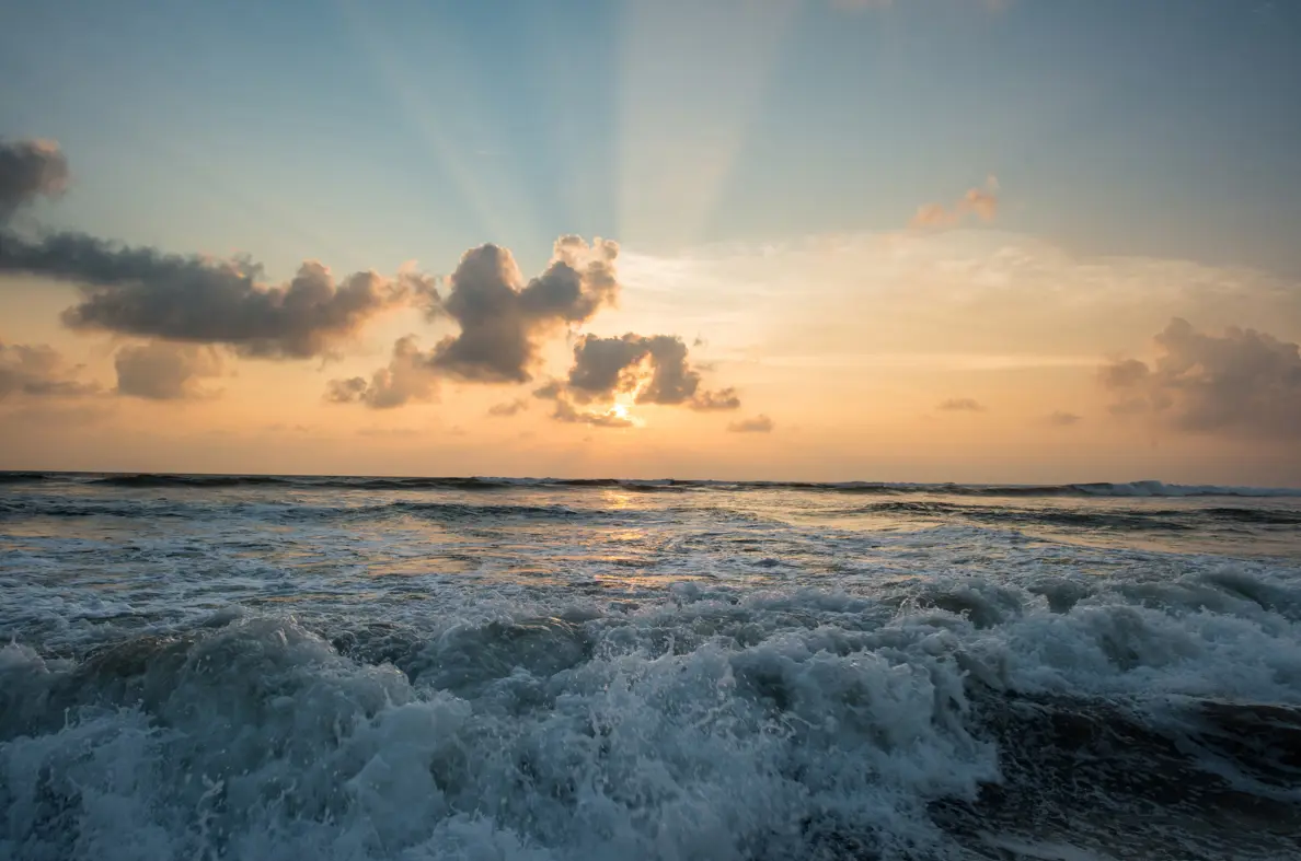 The ocean with sunset